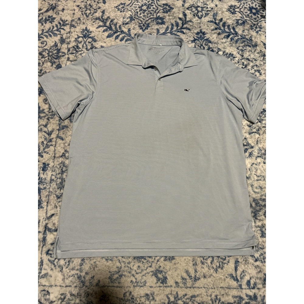 Vineyard Vines Performance Sankaty Polo Golf Shirt Men's XXL 2XL Heather Blue